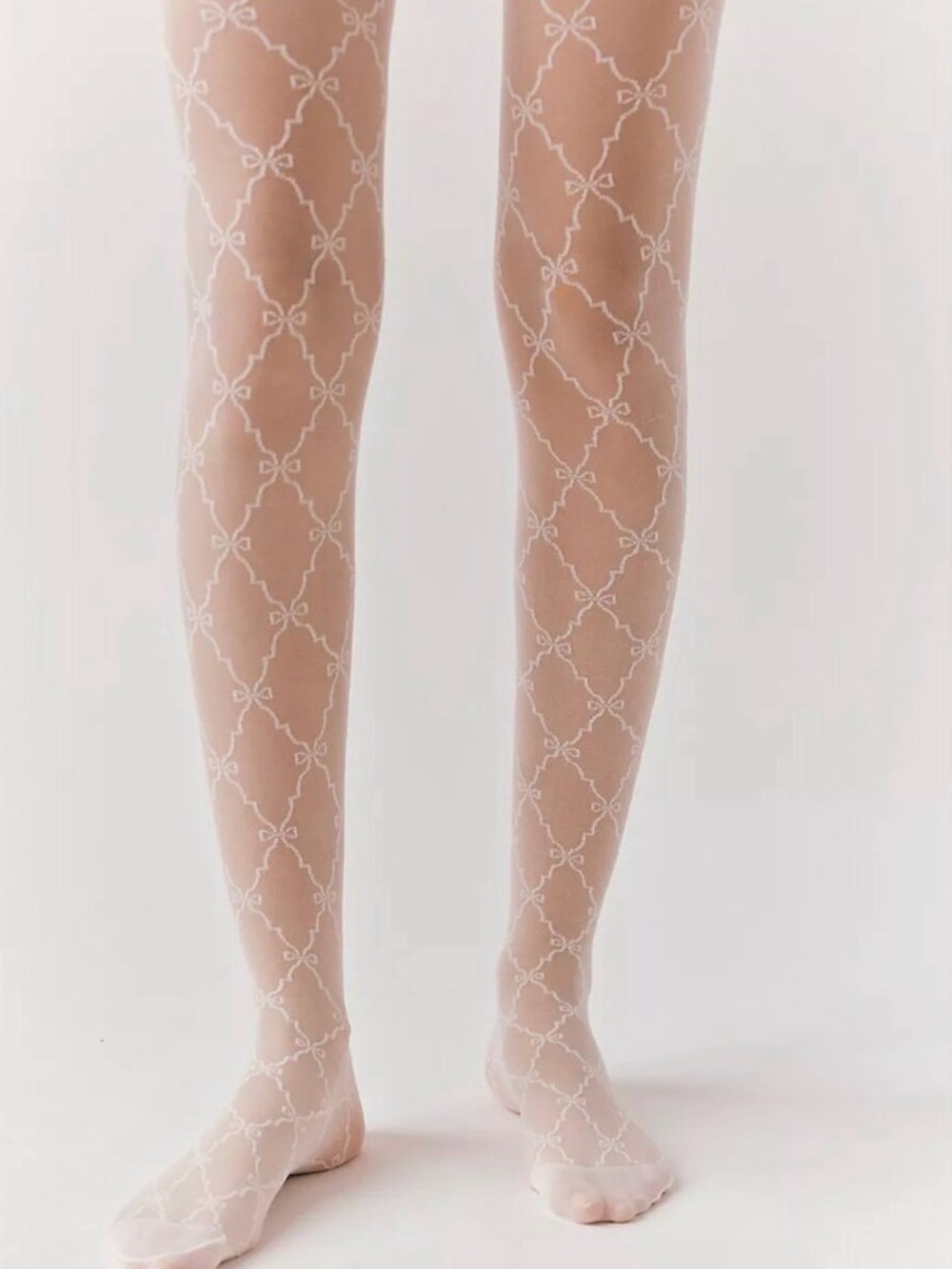 Free People Ribbon Chain Tights (Cream) OS NWT